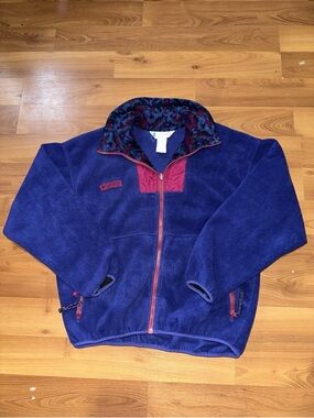 Women’s Ski Fleece Jacket in Deep Purple with Magenta Accents Medium